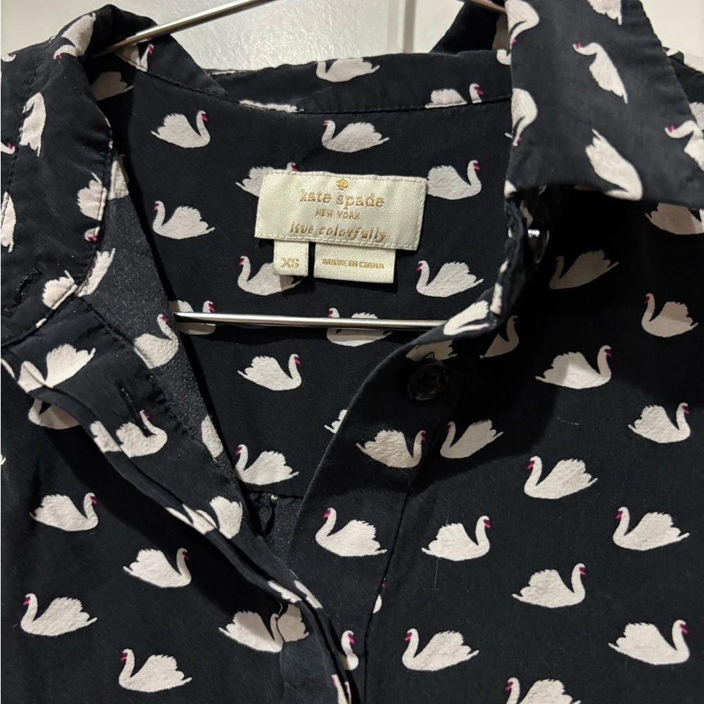Kate Spade long sleeve button up silk blend shirt